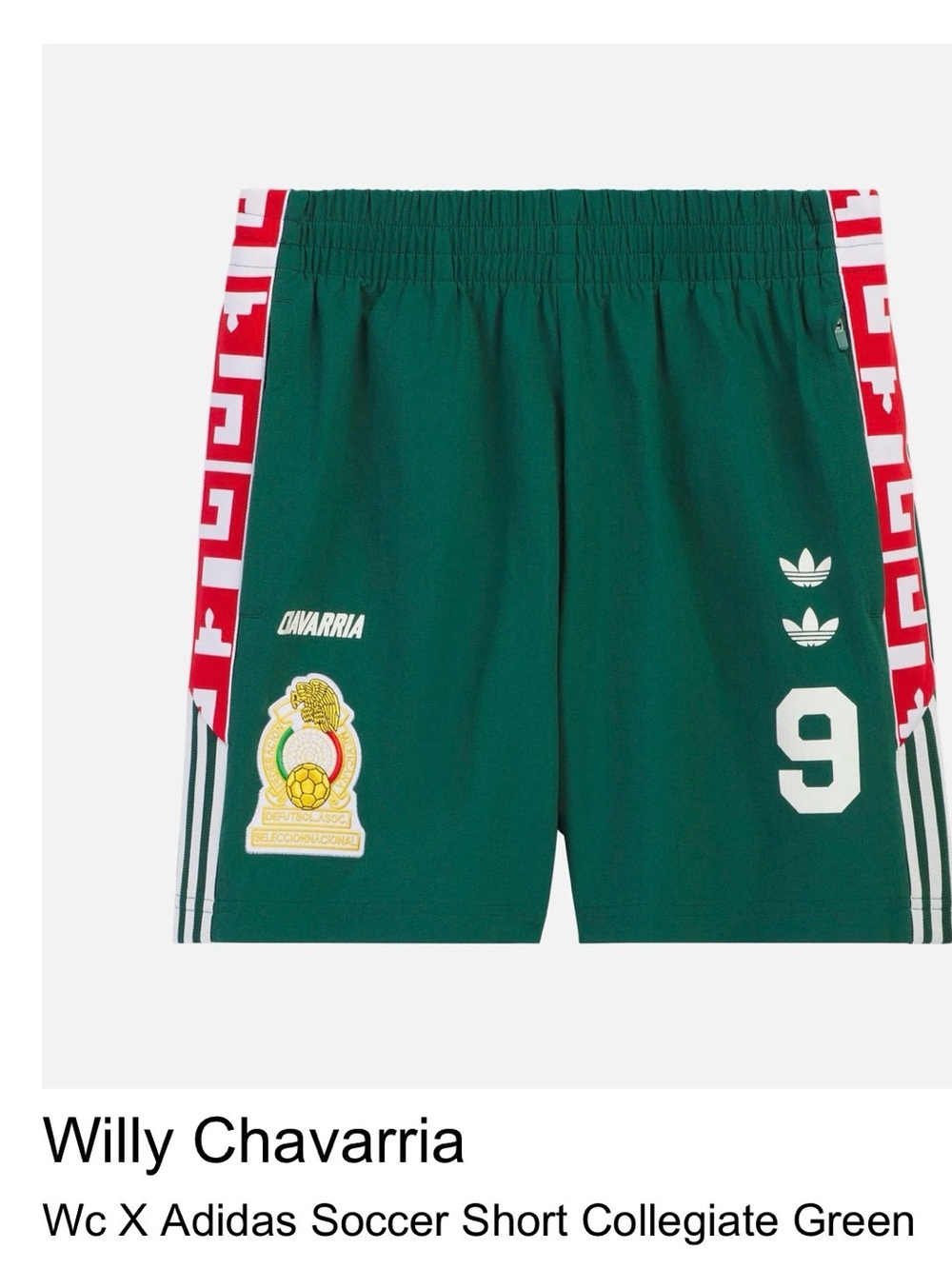 adidas x Willy Chavarria Collegiate Green Soccer Shorts
